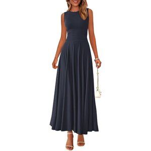 Women's Maxi Dress Navy Blue Casual Sleeveless Summer Casual